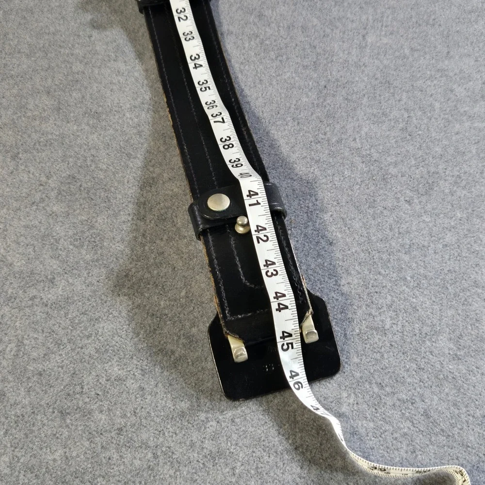 Vintage‎ Black Leather Duty Utility Belt Double Prong Buckle Sz 36 Don Hume Mod